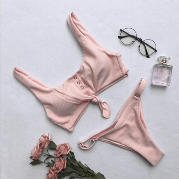 Small Pink Knot Front Swimsuit (Fits like an XS) - Picture 2 of 2